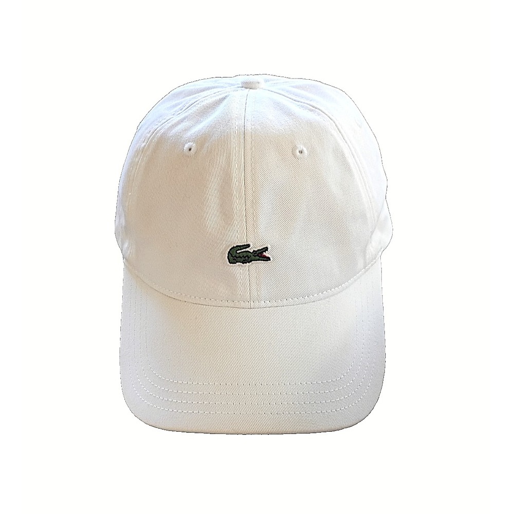 Lacoste Unisex White Cotton Twill Baseball Cap Adjustable Strap